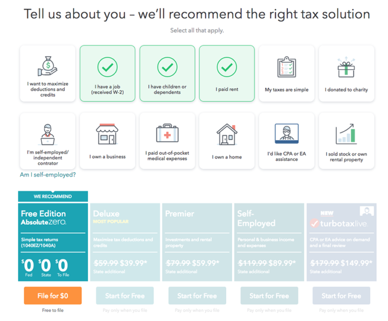 Tax Software Comparison Chart