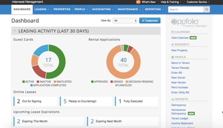 Property Management Software Comparison Chart