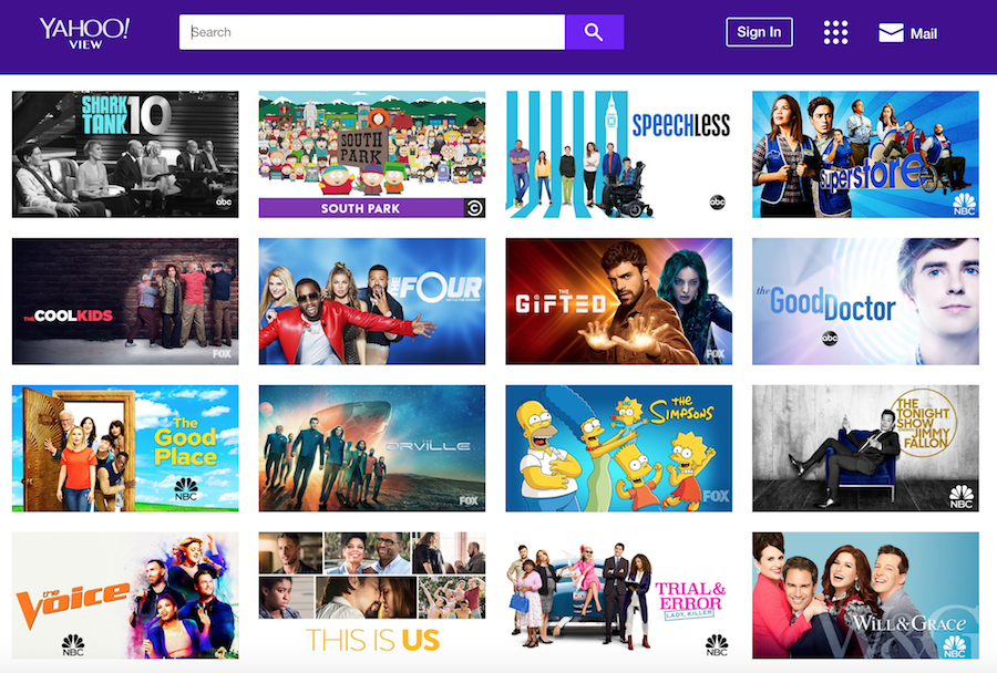 Captura de pantalla de Yahoo View para el streaming gratuito